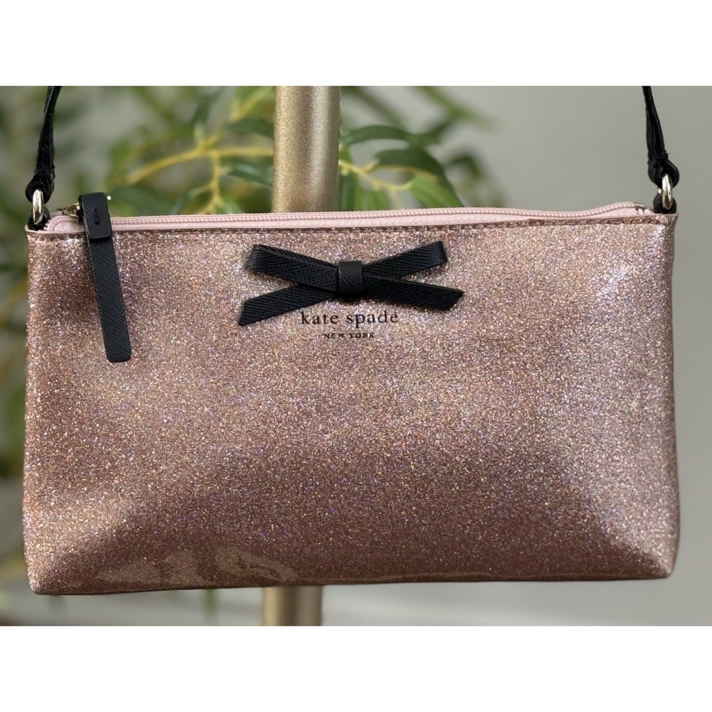 KATE‎ SPADE Amy Mavis Street Rose Gold/Pink Glitter Cross Body Purse/Dust Bag